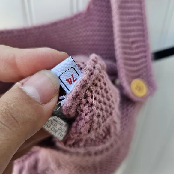 Boutique Pink Sweater Cable Knit Heart Overalls for Kids Girls 6-9 Months - Picture 3 of 5